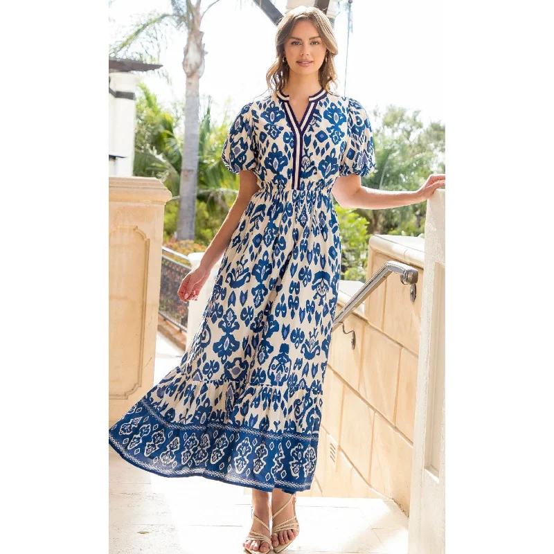 Latest Trends Kathryn Blue White Floral Maxi THML Dress