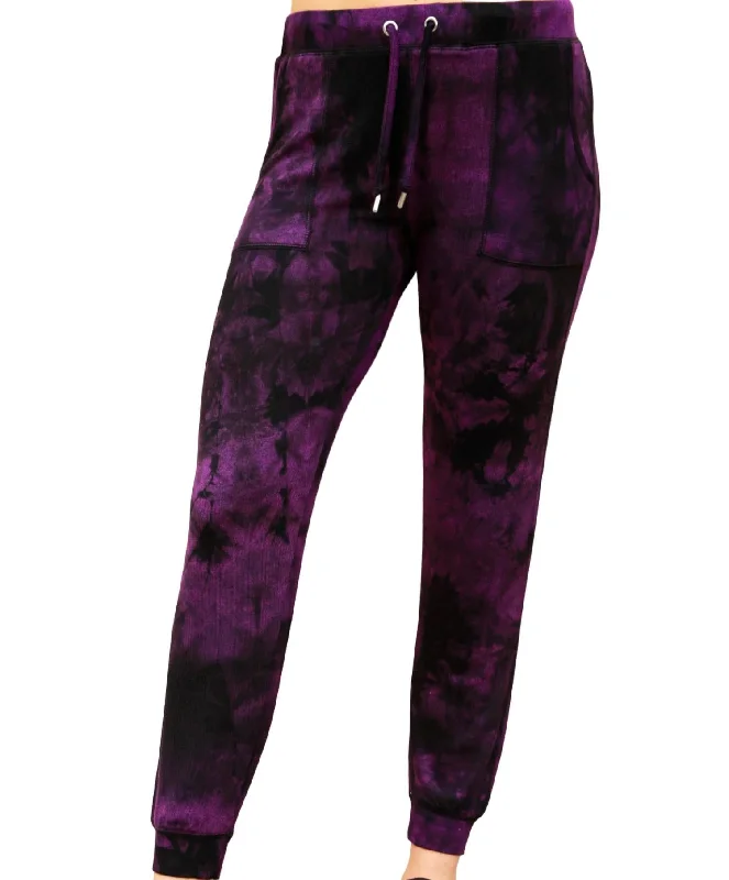 Chic Casual Style Marble Wash Joggers In Grape