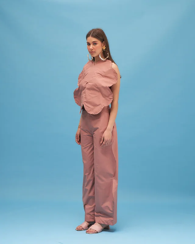 Chic Casual Style Petunia Scalloped Tube Top And Pant Set