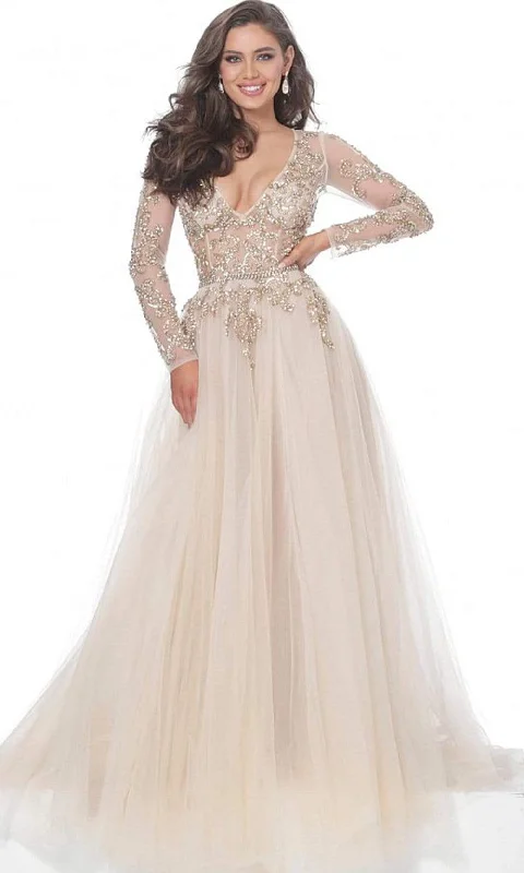 Chic And Comfortable Jovani - 00638 Intricate Beaded Illusion Bodice A-Line Gown