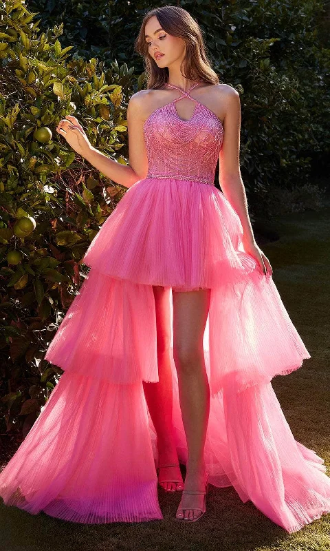 Trendy Styles Andrea and Leo A1239 - Bead Swathe High Low Gown