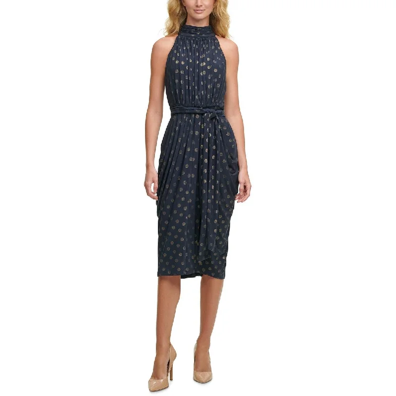 Flash Discount Tommy Hilfiger Womens Mock Neck Polka Dot Midi Dress