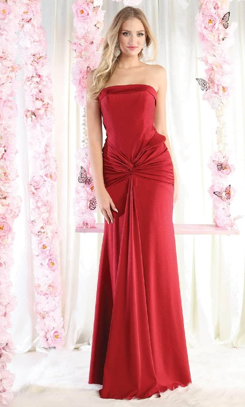 Luxury Fashion May Queen MQ1947 - Strapless Knotted Ruched Prom Gown