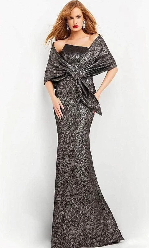 Women's Clothes Jovani - Strapless Metallic Trumpet Evening Gown 06867SC - 1 pc Oyster In Size 14 Available