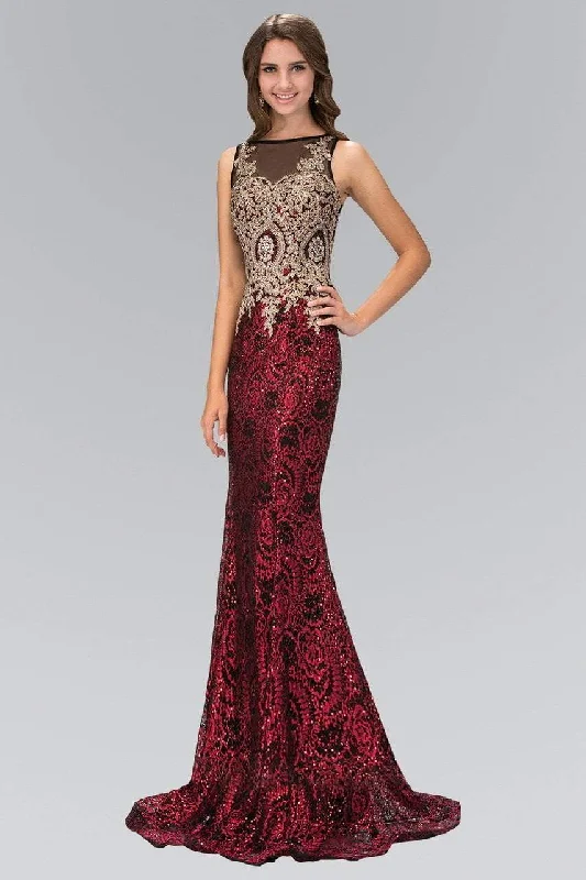 Holiday Glam Elizabeth K - GL1319 Embellished Illusion Bateau Neck Gown