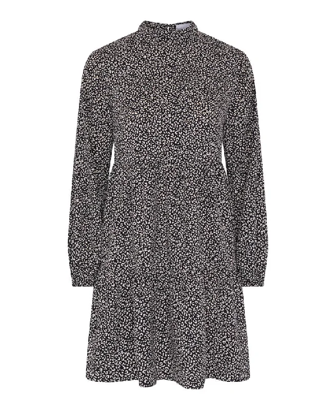 Imeless Style Leopard Printed Long Sleeve Mini Dress