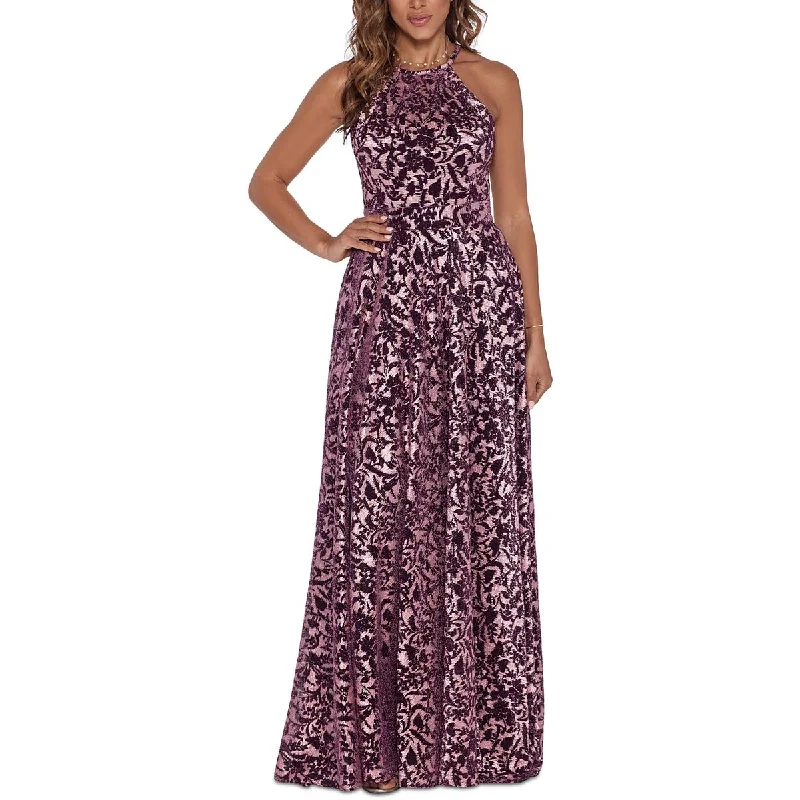 Women Wear Online Betsy & Adam Womens Petites Metallic Burnout Maxi Dress