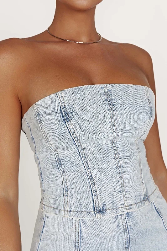 Casual Chic Jordana Denim Tube Top - Light Blue