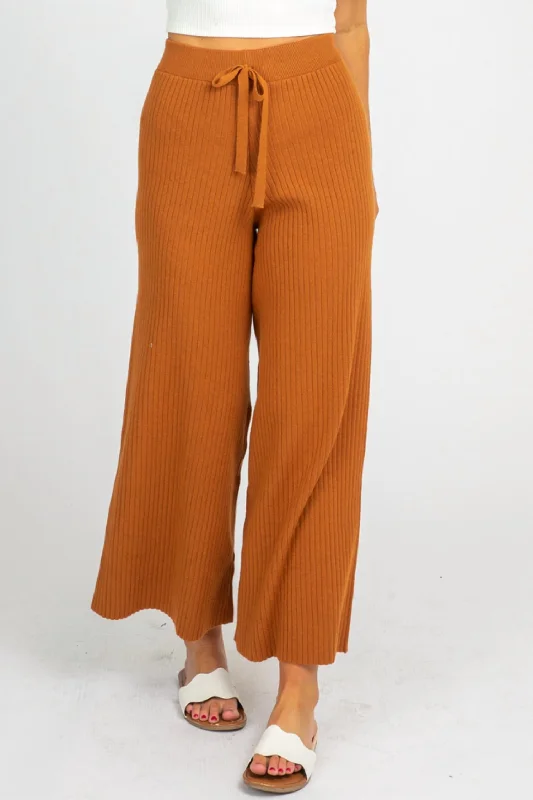 Extreme Clearance Deals Rib Knit Flare Pants In Caramel