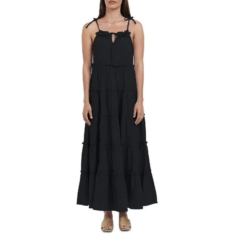 Plus Size Women’s Fashion and Clothing Charlie Holiday Senorita Women's Chiffon Ruffle Trim Semi-Sheer Maxi Dress