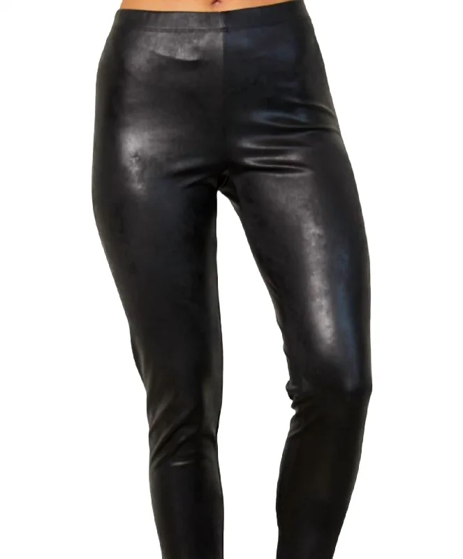 Stylish Women's Apparel Vegan Leather Pant In Black