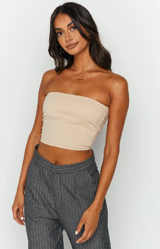 Stylish Statements Empire Tan Strapless Top