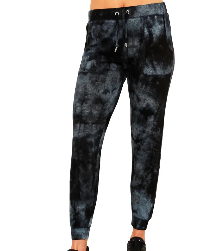 Sporty Streetwear Marble Wash Joggers In Storm