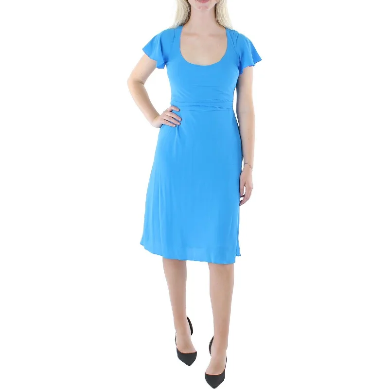 End Of Season Sale Clothing Lauren Ralph Lauren Womens Scoop Neck Knee-Length Midi Dress