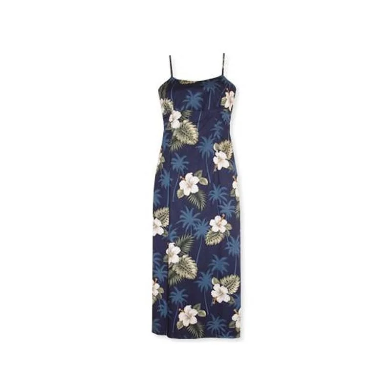 Women's Clothing Hilo Blue Long Hawaiian Skinny Strap Floral Dress