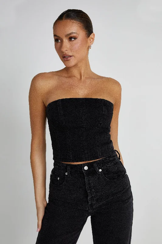 Exclusive Sale Jordana Denim Tube Top - Washed Black