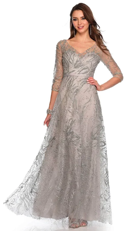 Clearance Event Dave & Johnny 11606 - V-Neck Beaded Prom Gown