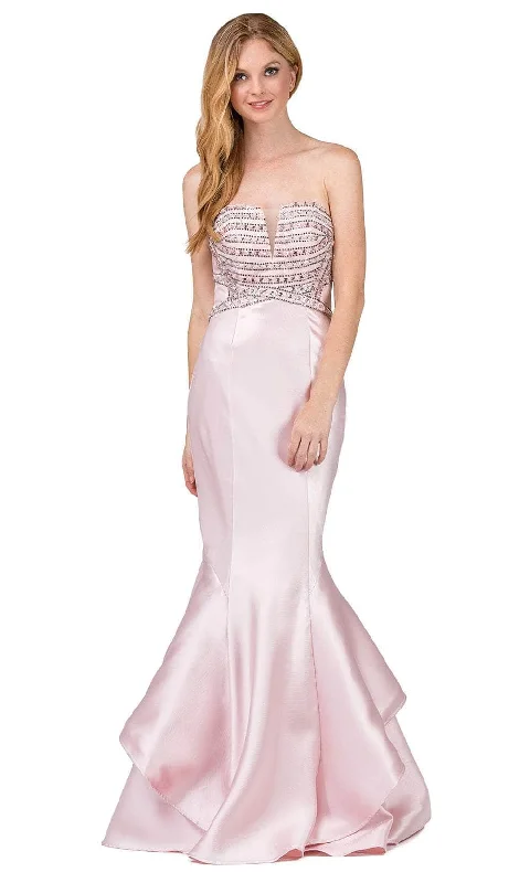 Women's Urban Fashion Dancing Queen 9917 - Strapless Tiered Mermaid Prom Gown