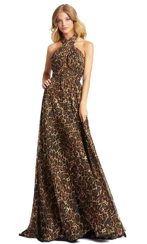 Clothing Online Mac Duggal 67360 - Bow Detail Animal Printed Halter Gown