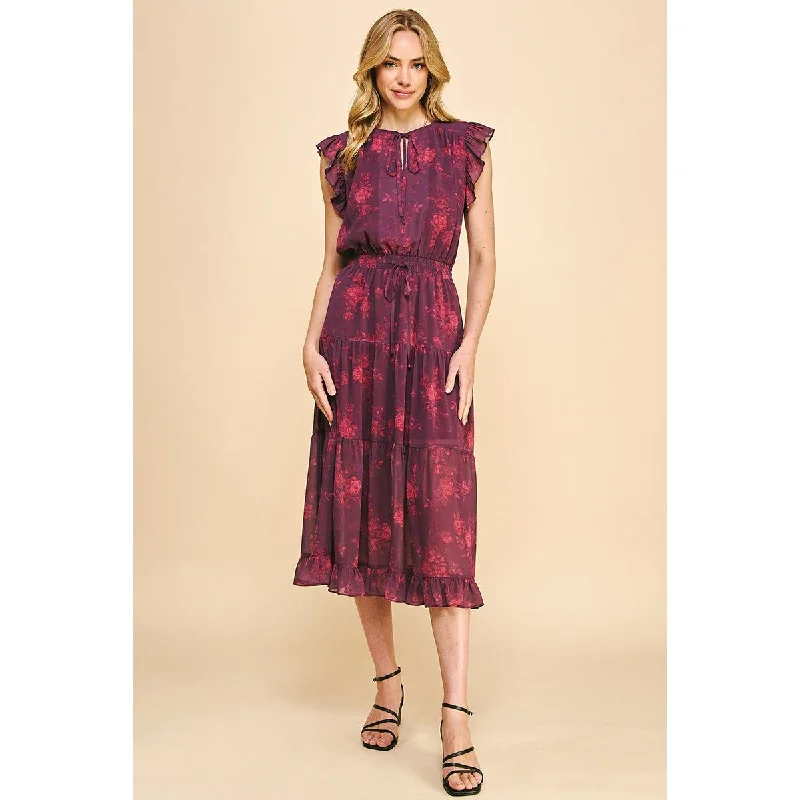 Elegant Clothing Felicia Floral Knee Length PINCH Dress