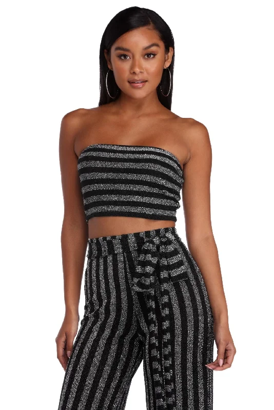 Sophisticated Fashion Stripe Down For Me Cropped Tube Top