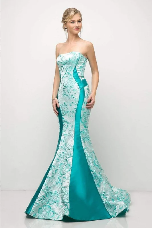 Edgy Fashion Cinderella Divine - US001 Floral Print Strapless Mermaid Gown - 1 pc Green In Size 10 Available