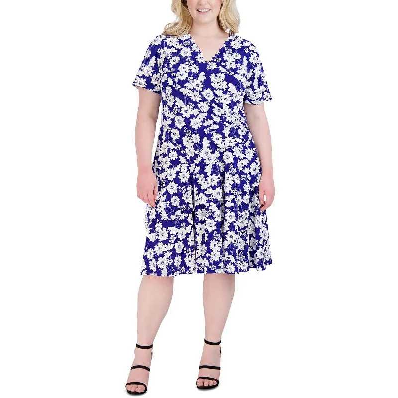 Women's Online Clothing Boutique Signature By Robbie Bee Womens Plus Tiered Knee-Length Midi Dress