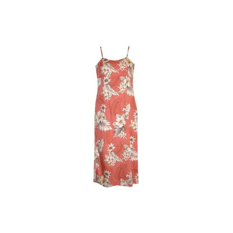 Discount Store Petal Pink Long Hawaiian Skinny Strap Floral Dress