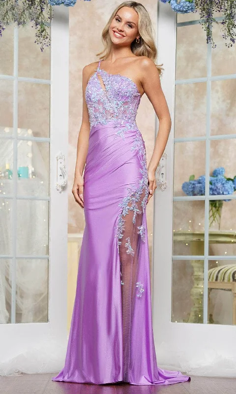 Urban Femme Streetwear Colors Dress 3513 - Illusion Slit Embroidered Prom Gown