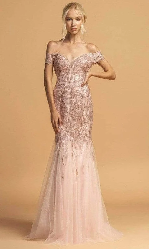 Must-Have Styles Aspeed Design - L2091 Off Shoulder Trumpet Prom Gown