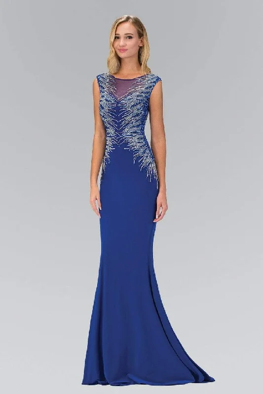 Valentine's Special Elizabeth K - GL1306 Bead Embellished Boat Neck Jersey Gown