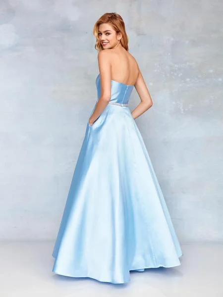 Stylish Savings Clarisse - 3739 Strapless Mikado Prom Gown with Crystal Belt - 1 pc Pale Blue In Size 24 Available