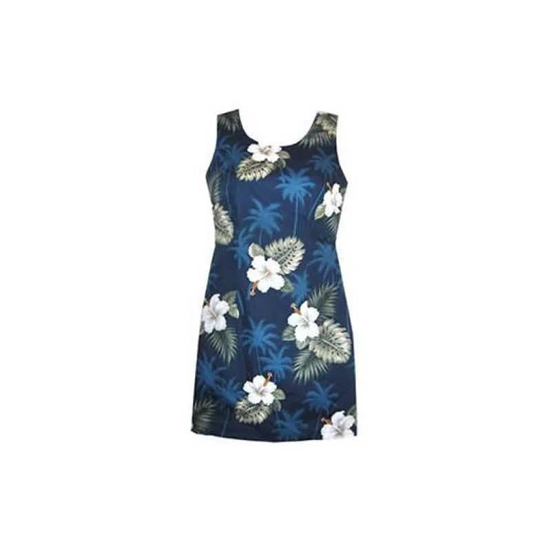 Online Clothing Boutiques Hilo Blue Short Hawaiian Sheath Floral Dress