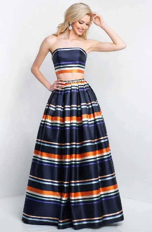 VIP Member Discount Blush - 5659 Strapless Printed Satin Mikado Two Piece Gown