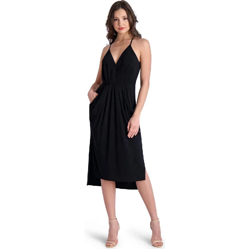 Runway Inspired Wear BCBGeneration Della Women’s Sleeveless Draped Midi Dress with Front Pockets