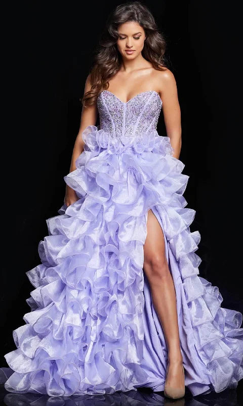 Best Boutiques Online Jovani 37322 - Ruffled Ballgown with Slit