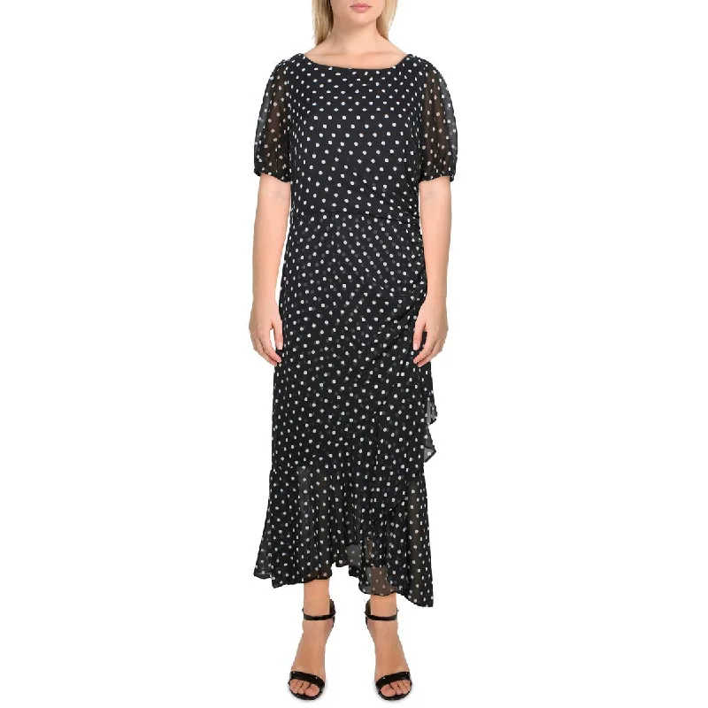 Women's Fashion Clothing Julia Jordan Womens Chiffon Polka Dot Maxi Dress