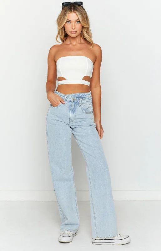 Limited Styles Emerson White Strapless Crop Top