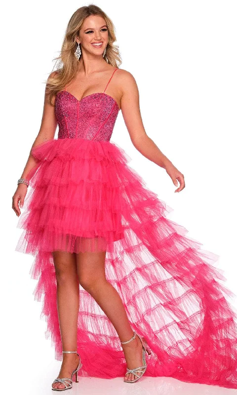 Limited Time Offer Dave & Johnny 11174 - Sweetheart Ruffled Hi-Low Prom Gown