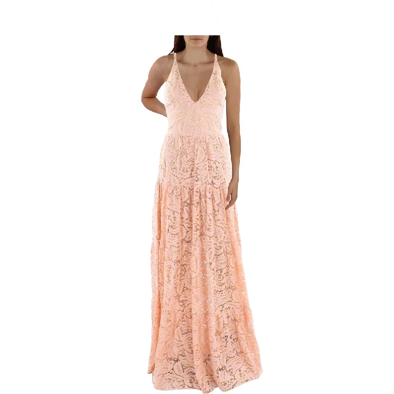 Earthy Tones Dress The Population Womens Olinda Lace Metallic Maxi Dress