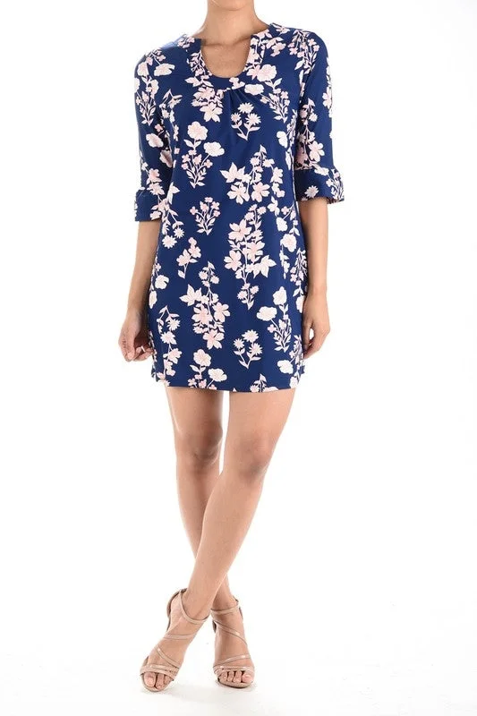 Trendy Street Style Nicole Ruffle Sleeves in Navy Floral