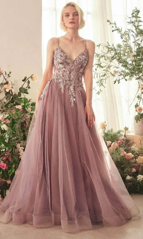 Luxury Fashion Andrea and Leo A1419 - V-Neck Beaded Applique Prom Gown