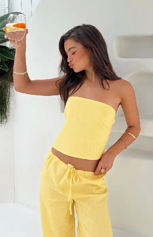 Premium Quality Garments Ibiza Yellow Strapless Top