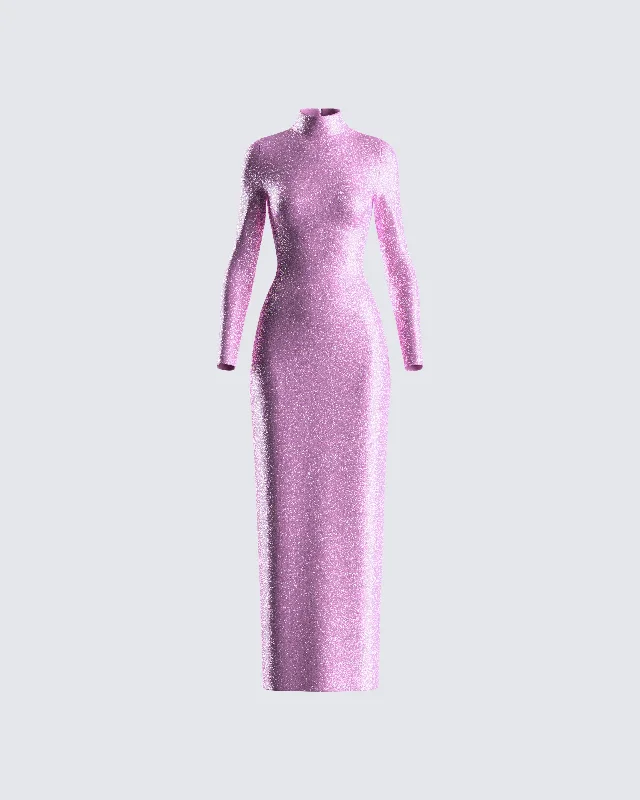 Sophisticated Outfits Sy Pink Shimmer Knit Maxi Dress