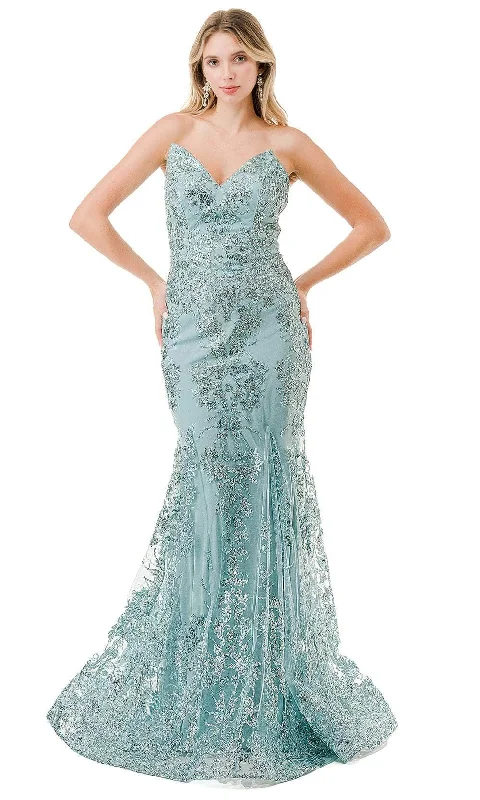 Women’s Evening Wear for Special Occasions Aspeed Design L2866W - Strapless Sequin Embellished Prom Gown