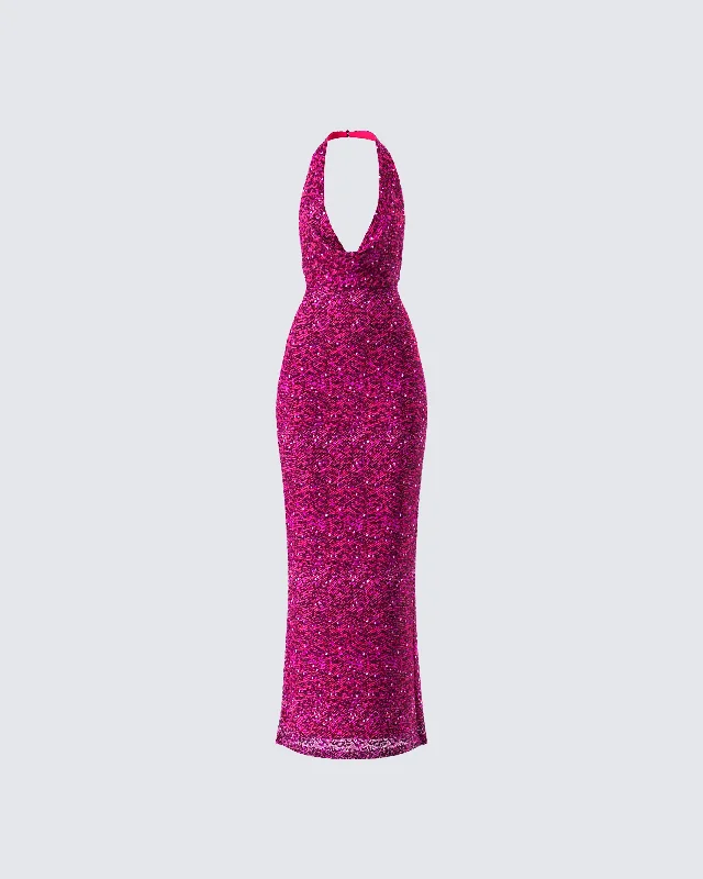 Luxury Fashion Sabine Purple Sequin Maxi Dress