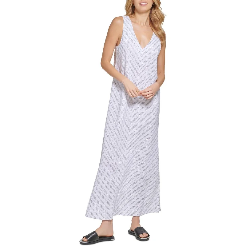 Sale For Women DKNY Womens Linen V Neck Maxi Dress