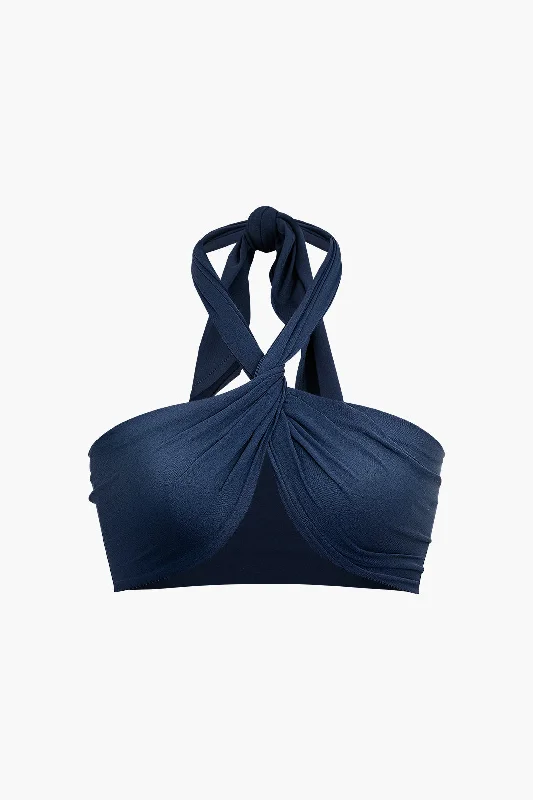 Bold Fashion Twist Halter Knot Crop Tube Top