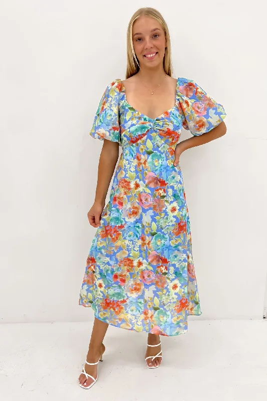 Women Apparel Mylah Midi Dress Blue Rose