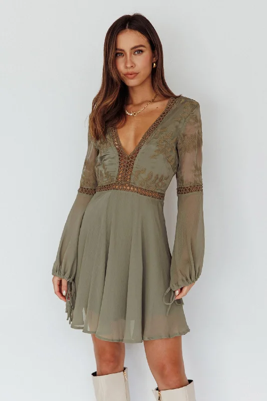 Exclusive Online Sale Carson Crochet Details Dress Olive